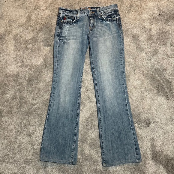 Miss Me Bootcut Jeans Women Size 28 (Fit 30x31.5) Blue Embroidered Low Rise Y2K - Picture 6 of 15